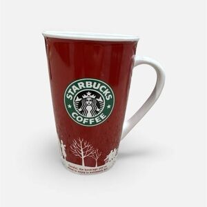 Starbucks 2006 Holiday Winter  Red, & White Tall Coffee Mug Cup 16 oz